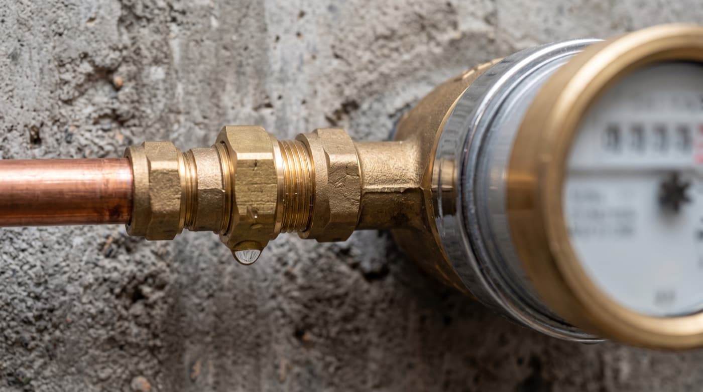 Fuite après remplacement du compteur d'eau, un raccord à surveiller