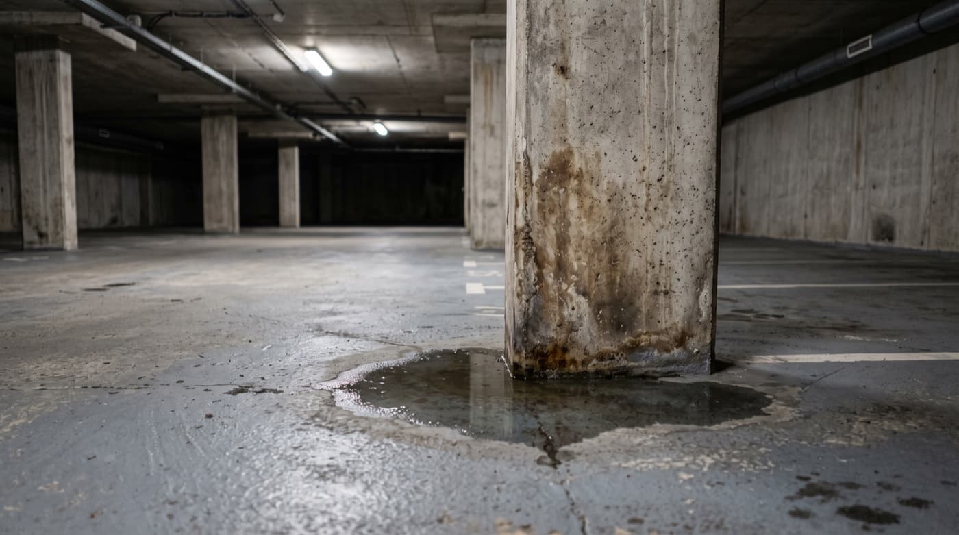 Fuite dans un garage souterrain collectif, qui agit et qui assèche